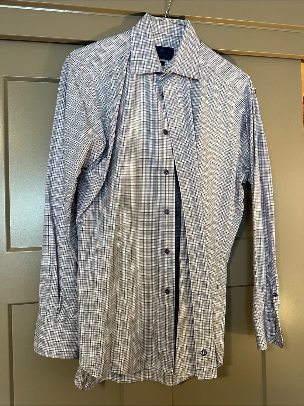 Men's Lavender Plaid Button-Down Dress Shirt